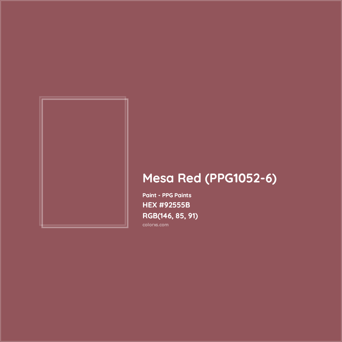 HEX #92555B Mesa Red (PPG1052-6) Paint PPG Paints - Color Code
