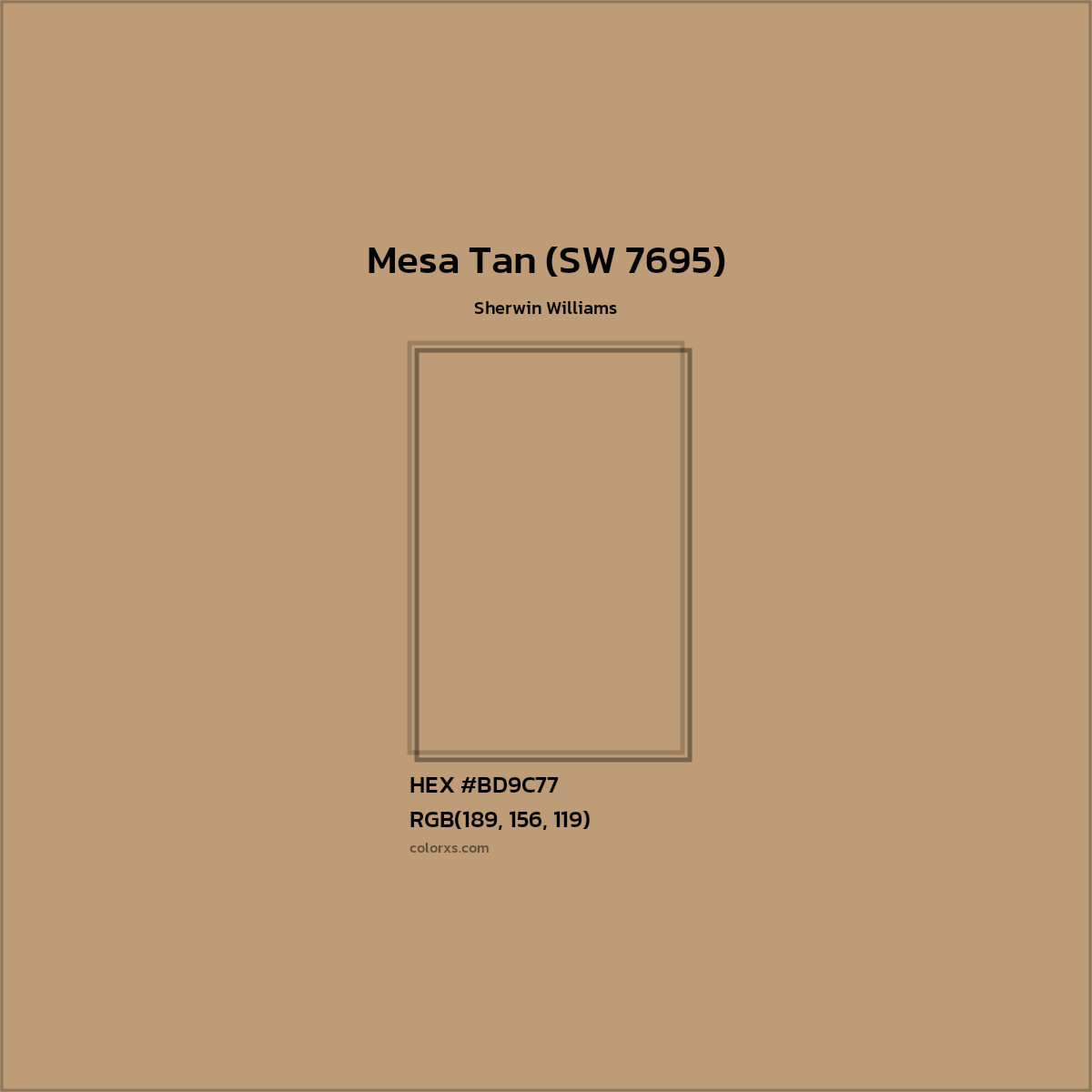 HEX #BD9C77 Mesa Tan (SW 7695) Paint Sherwin Williams - Color Code