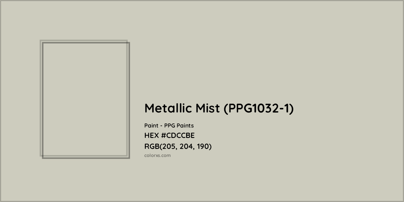 HEX #CDCCBE Metallic Mist (PPG1032-1) Paint PPG Paints - Color Code