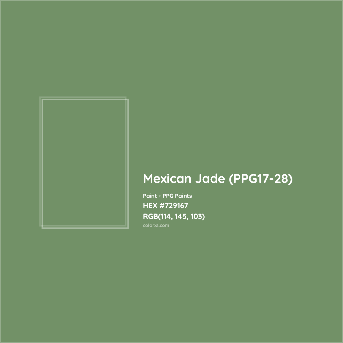 HEX #729167 Mexican Jade (PPG17-28) Paint PPG Paints - Color Code
