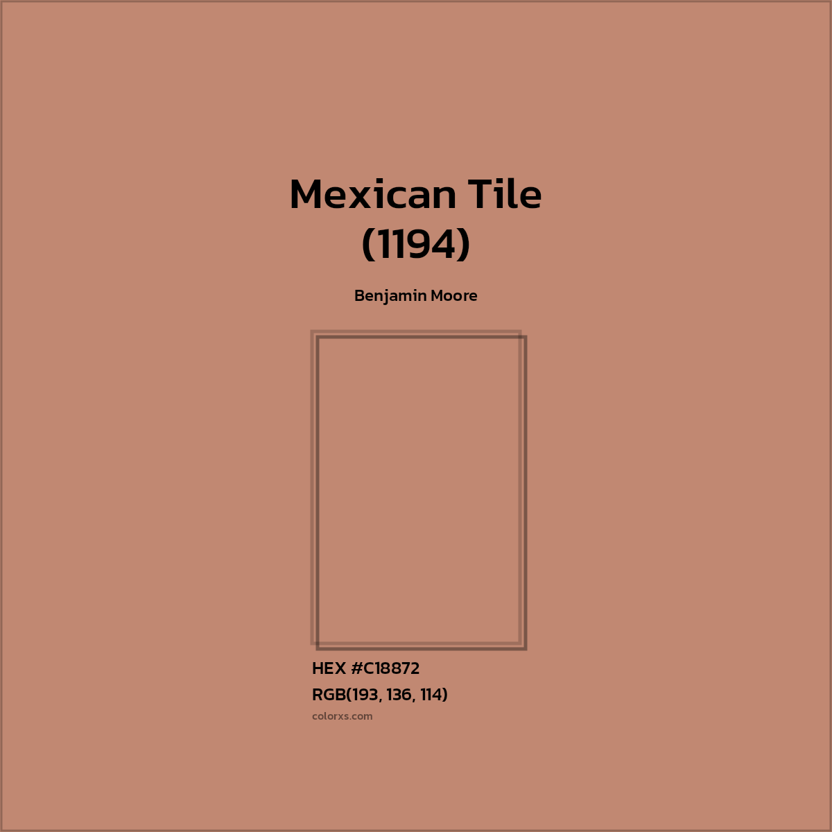 HEX #C18872 Mexican Tile (1194) Paint Benjamin Moore - Color Code
