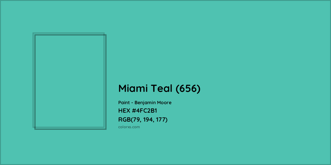 HEX #4FC2B1 Miami Teal (656) Paint Benjamin Moore - Color Code