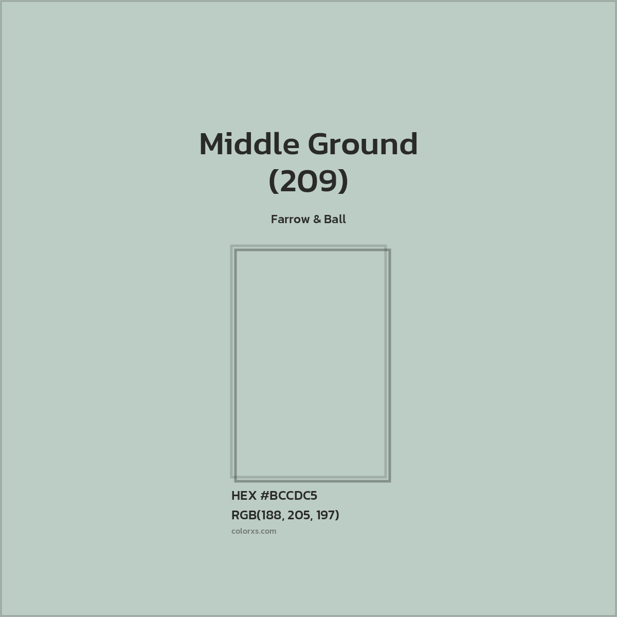 HEX #BCCDC5 Middle Ground (209) Paint Farrow & Ball - Color Code