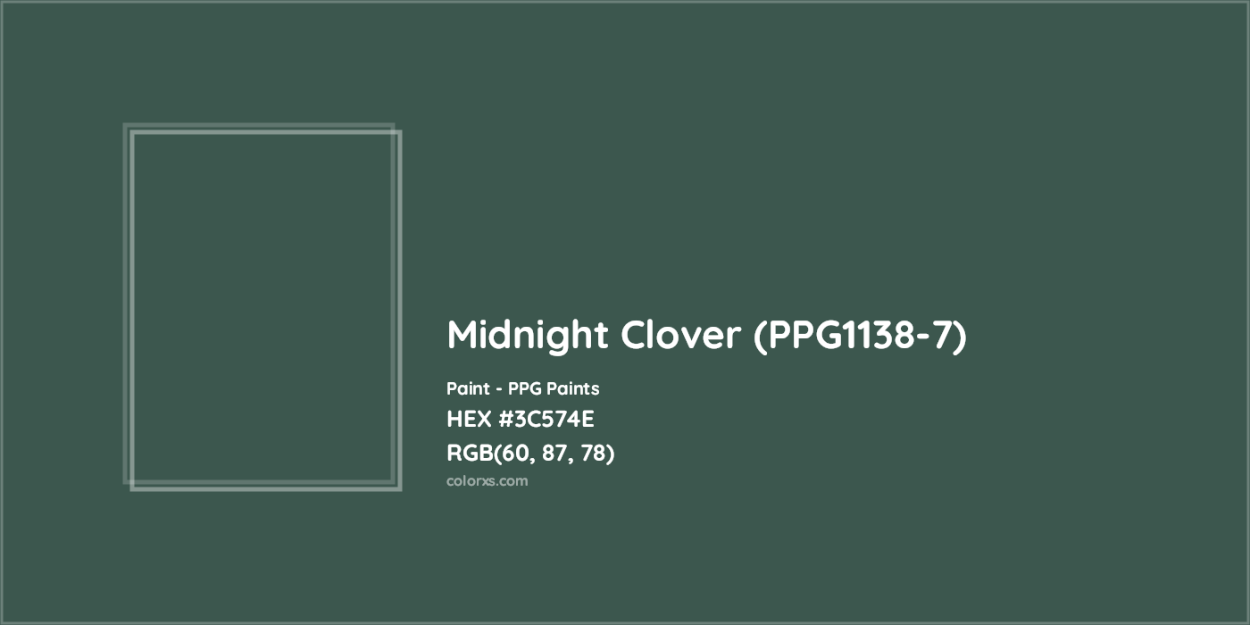 HEX #3C574E Midnight Clover (PPG1138-7) Paint PPG Paints - Color Code