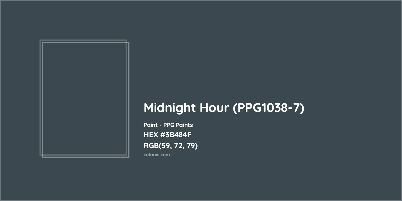 HEX #3B484F Midnight Hour (PPG1038-7) Paint PPG Paints - Color Code