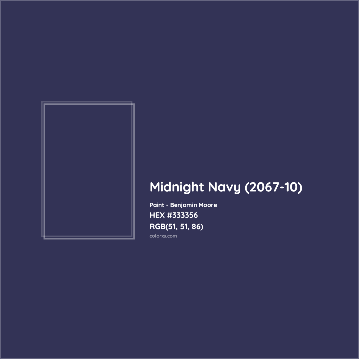 HEX #333356 Midnight Navy (2067-10) Paint Benjamin Moore - Color Code