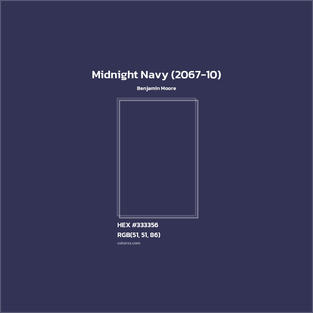 HEX #333356 Midnight Navy (2067-10) Paint Benjamin Moore - Color Code