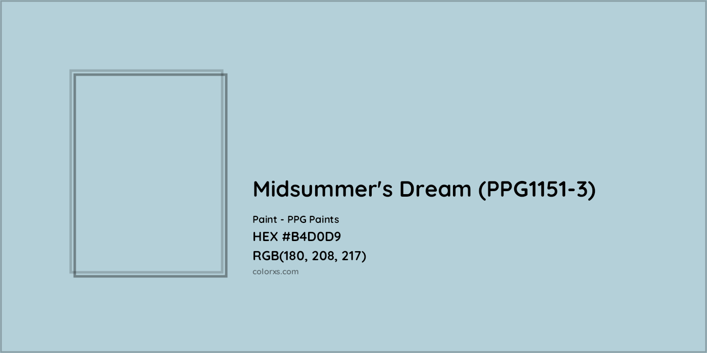 HEX #B4D0D9 Midsummer's Dream (PPG1151-3) Paint PPG Paints - Color Code