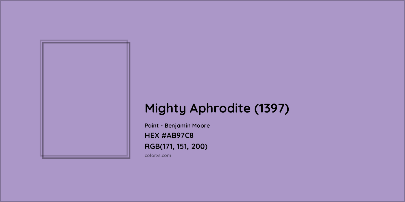 HEX #AB97C8 Mighty Aphrodite (1397) Paint Benjamin Moore - Color Code