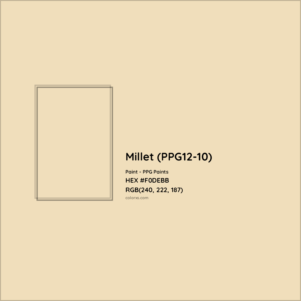 HEX #F0DEBB Millet (PPG12-10) Paint PPG Paints - Color Code
