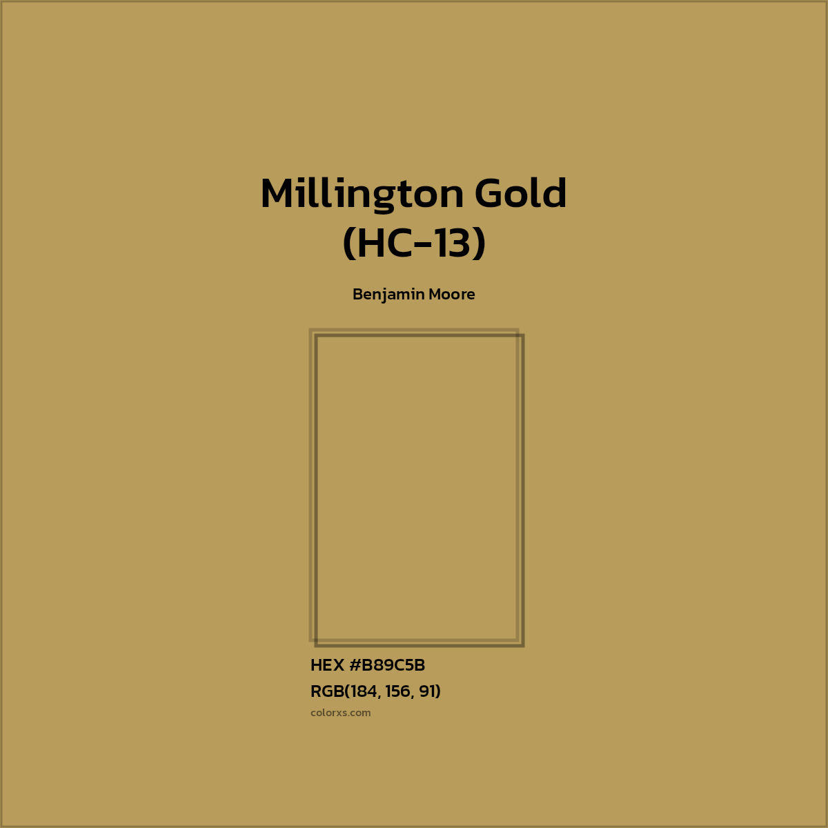 HEX #B89C5B Millington Gold (HC-13) Paint Benjamin Moore - Color Code