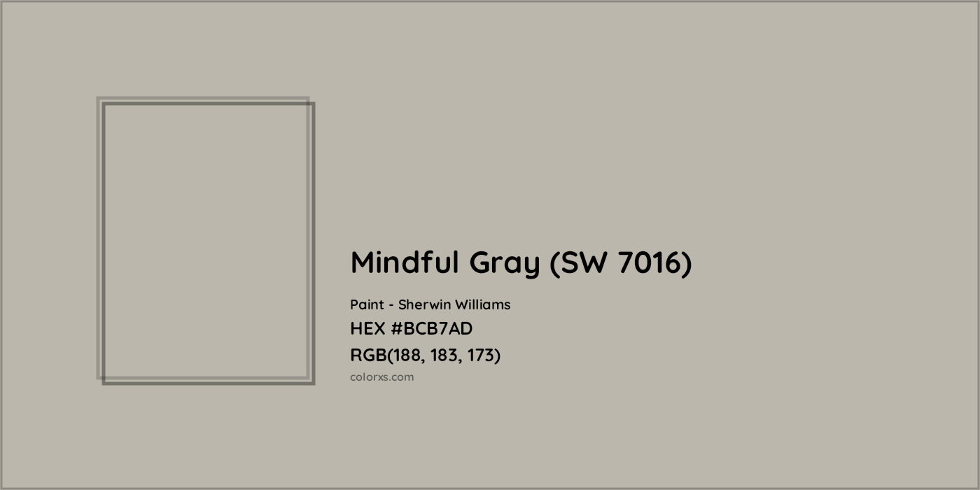 HEX #BCB7AD Mindful Gray (SW 7016) Paint Sherwin Williams - Color Code