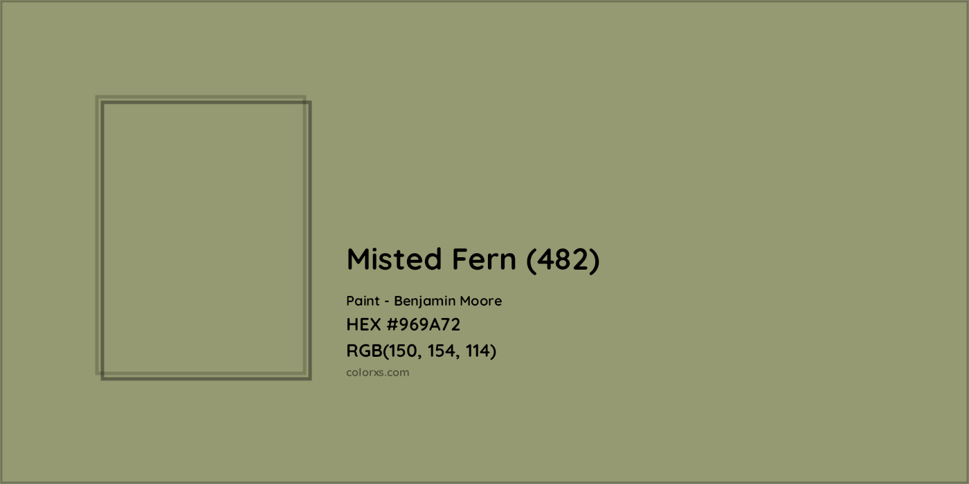 HEX #969A72 Misted Fern (482) Paint Benjamin Moore - Color Code