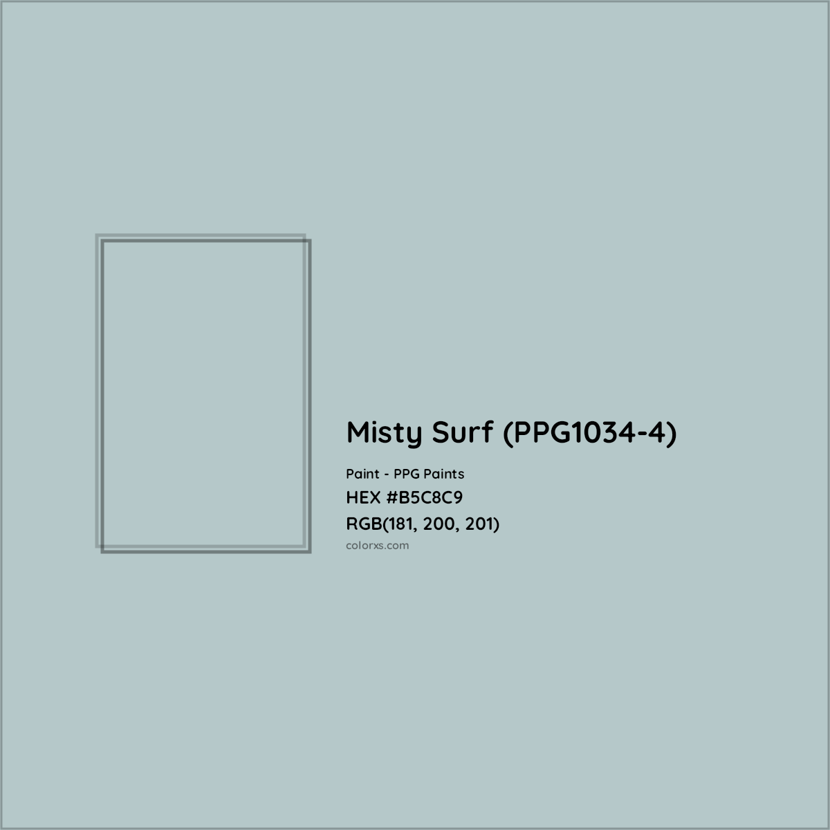 HEX #B5C8C9 Misty Surf (PPG1034-4) Paint PPG Paints - Color Code