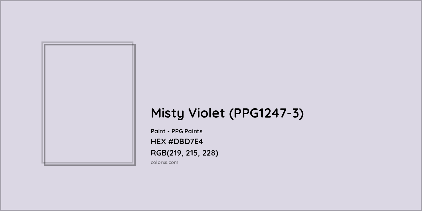 HEX #DBD7E4 Misty Violet (PPG1247-3) Paint PPG Paints - Color Code