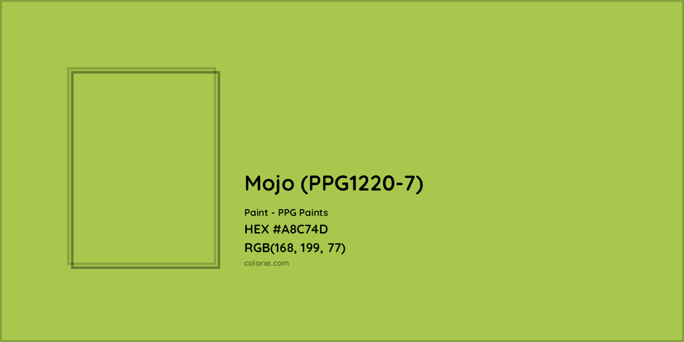 HEX #A8C74D Mojo (PPG1220-7) Paint PPG Paints - Color Code