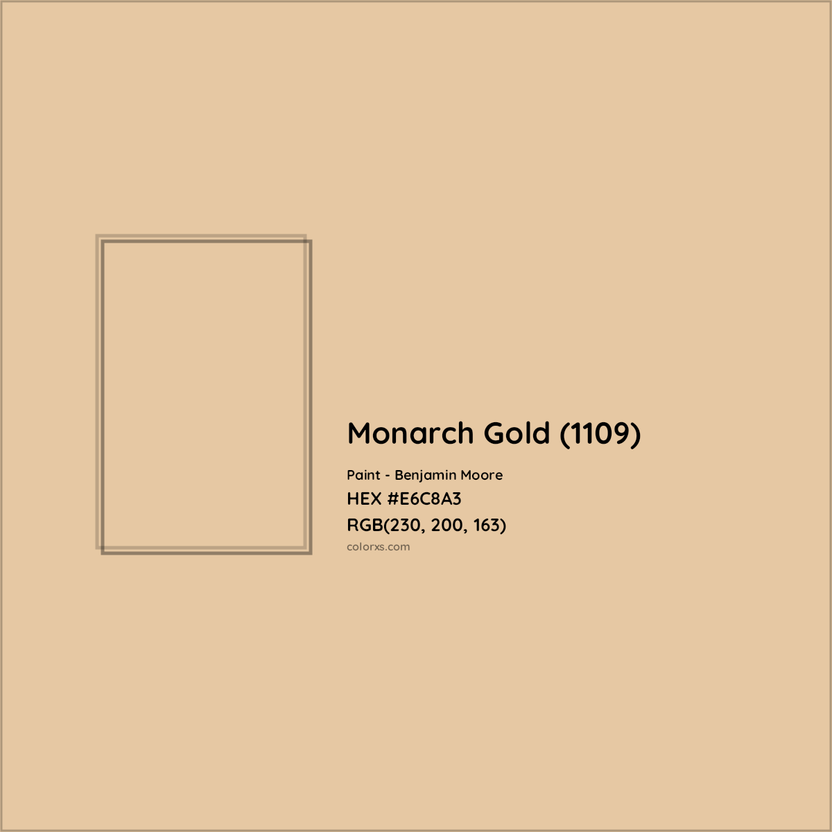 HEX #E6C8A3 Monarch Gold (1109) Paint Benjamin Moore - Color Code