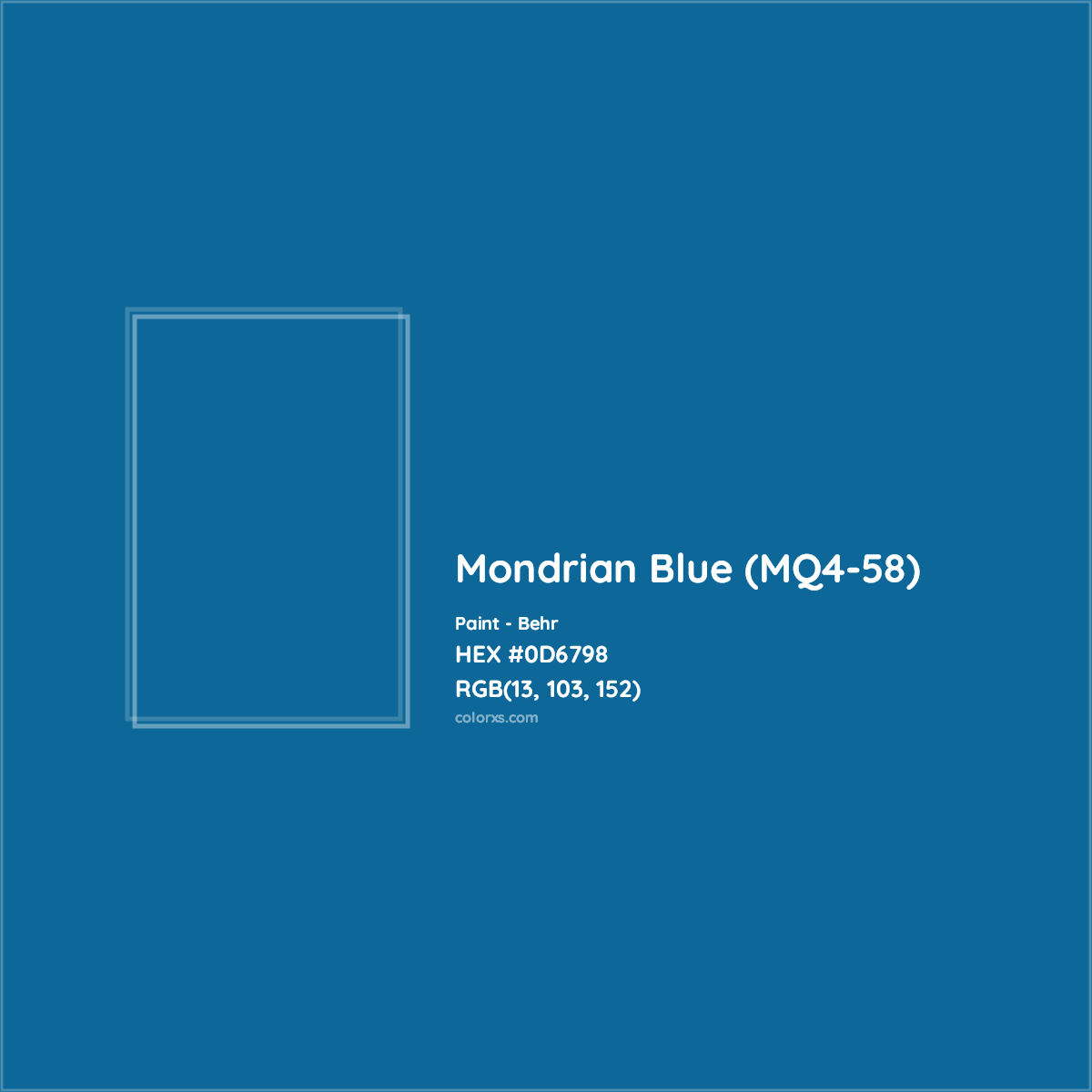 HEX #0D6798 Mondrian Blue (MQ4-58) Paint Behr - Color Code