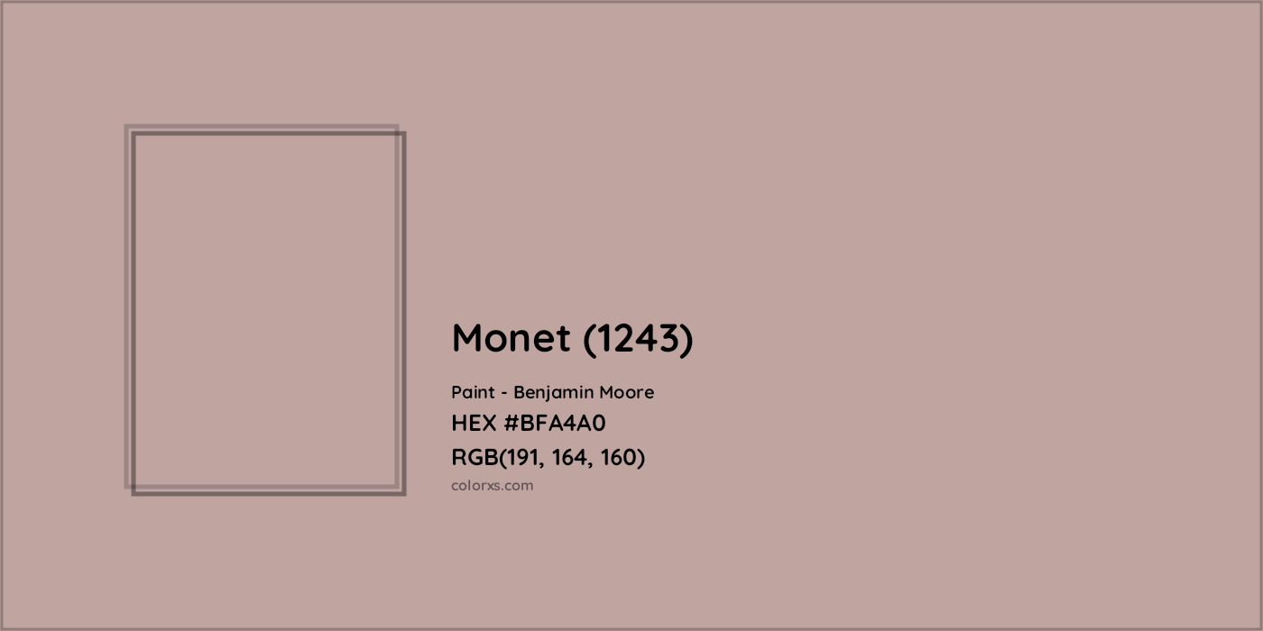 HEX #BFA4A0 Monet (1243) Paint Benjamin Moore - Color Code