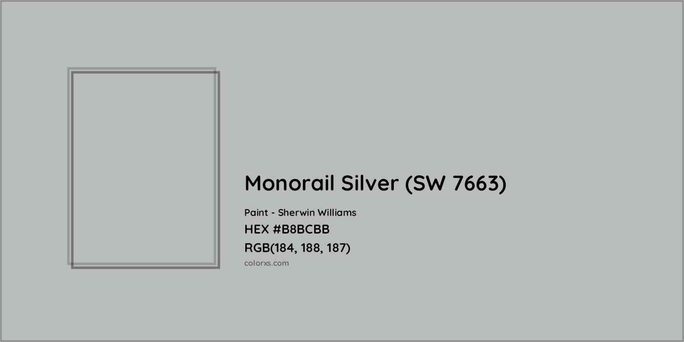 HEX #B8BCBB Monorail Silver (SW 7663) Paint Sherwin Williams - Color Code