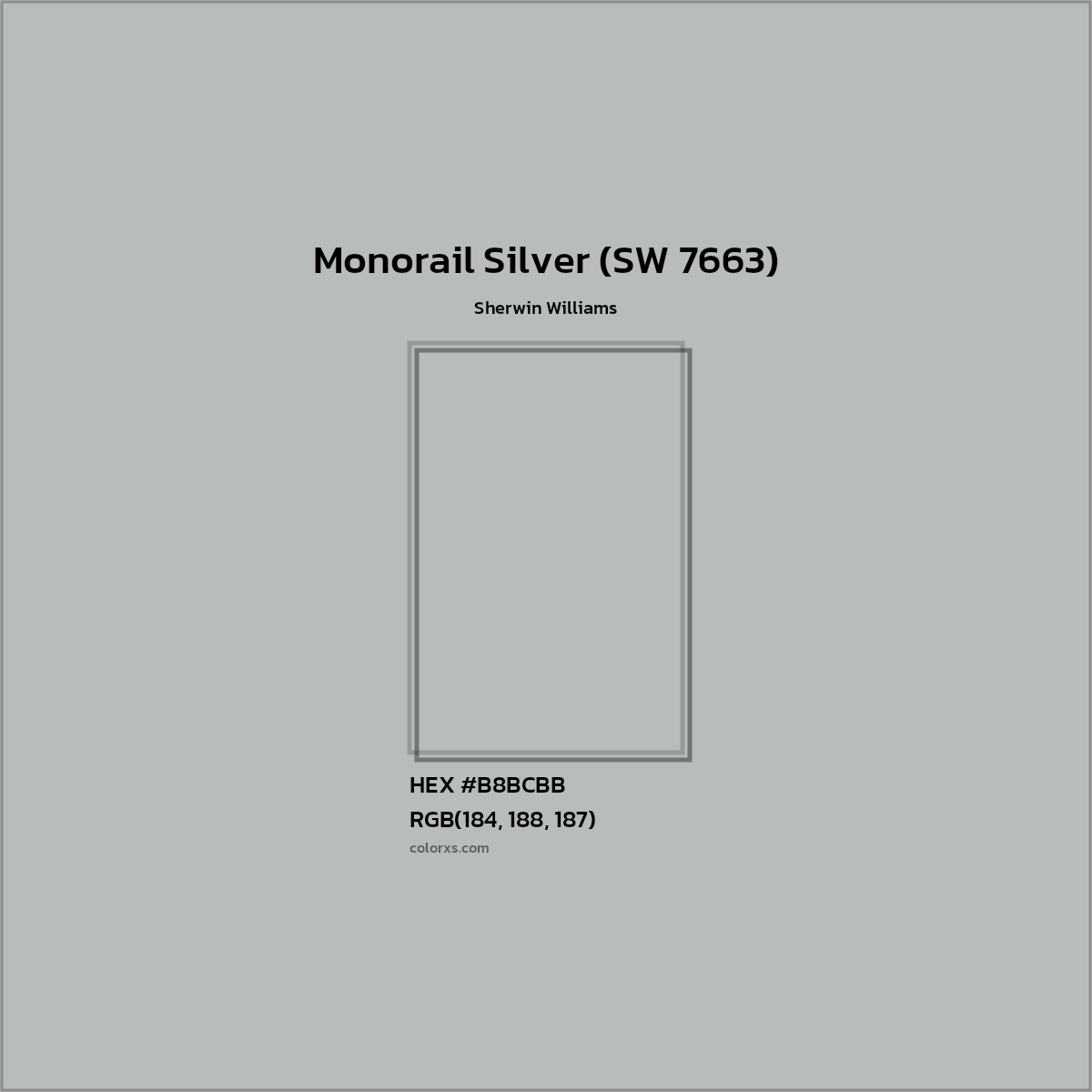 HEX #B8BCBB Monorail Silver (SW 7663) Paint Sherwin Williams - Color Code