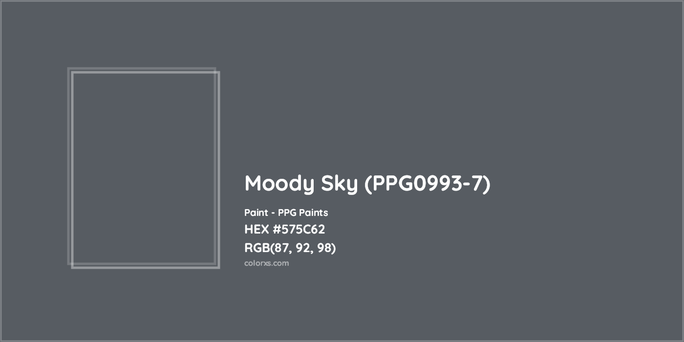 HEX #575C62 Moody Sky (PPG0993-7) Paint PPG Paints - Color Code