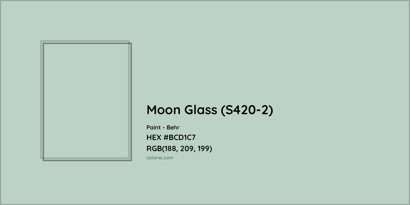 HEX #BCD1C7 Moon Glass (S420-2) Paint Behr - Color Code