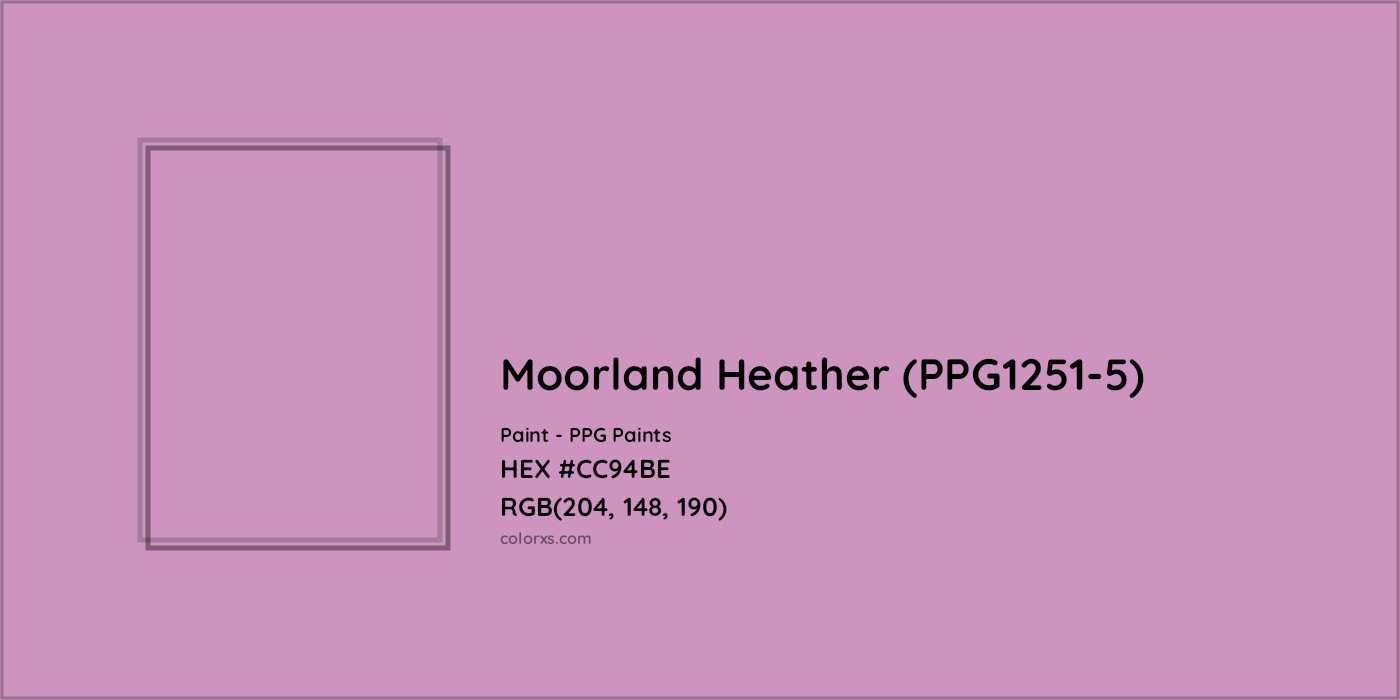 HEX #CC94BE Moorland Heather (PPG1251-5) Paint PPG Paints - Color Code