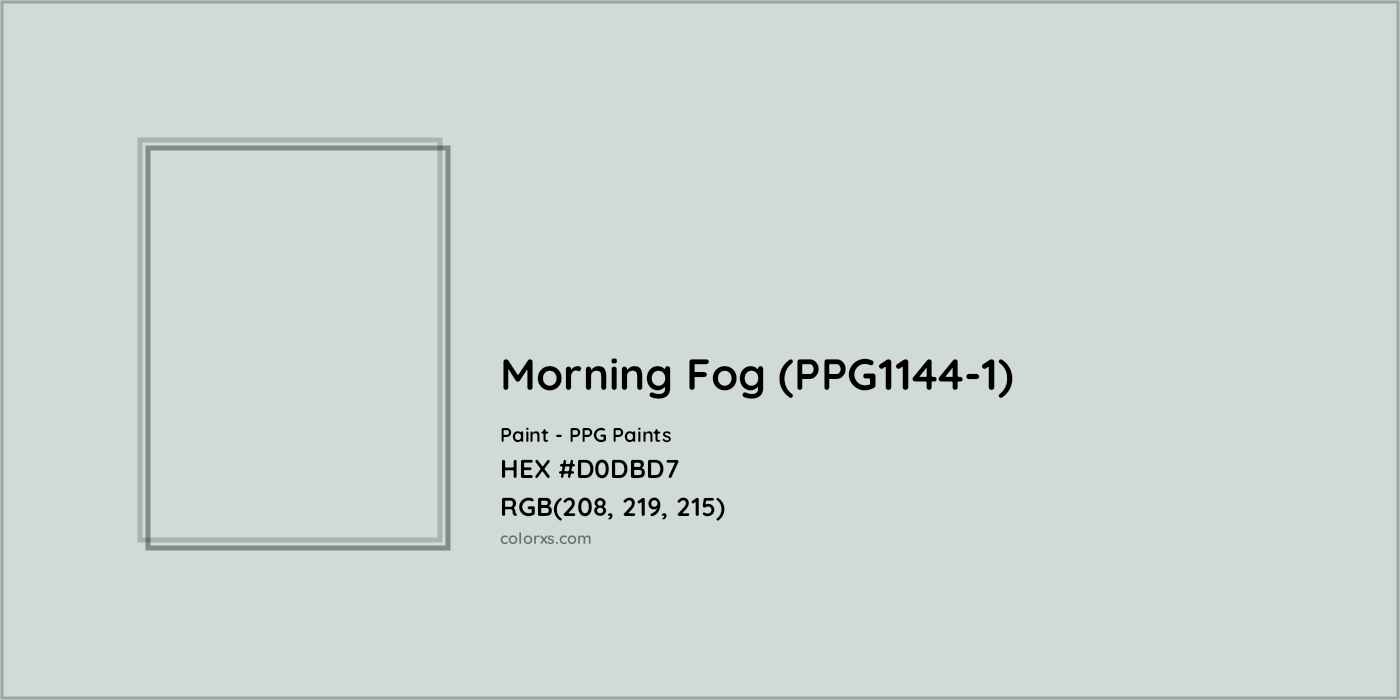 HEX #D0DBD7 Morning Fog (PPG1144-1) Paint PPG Paints - Color Code