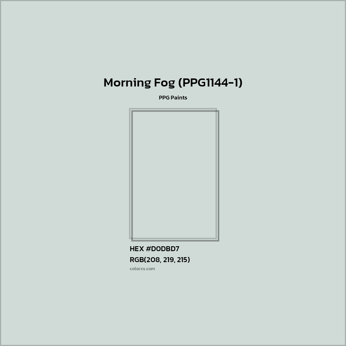 HEX #D0DBD7 Morning Fog (PPG1144-1) Paint PPG Paints - Color Code