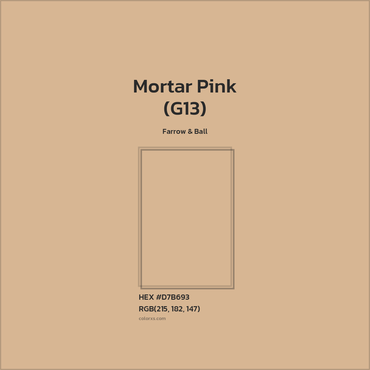 HEX #D7B693 Mortar Pink (G13) Paint Farrow & Ball - Color Code