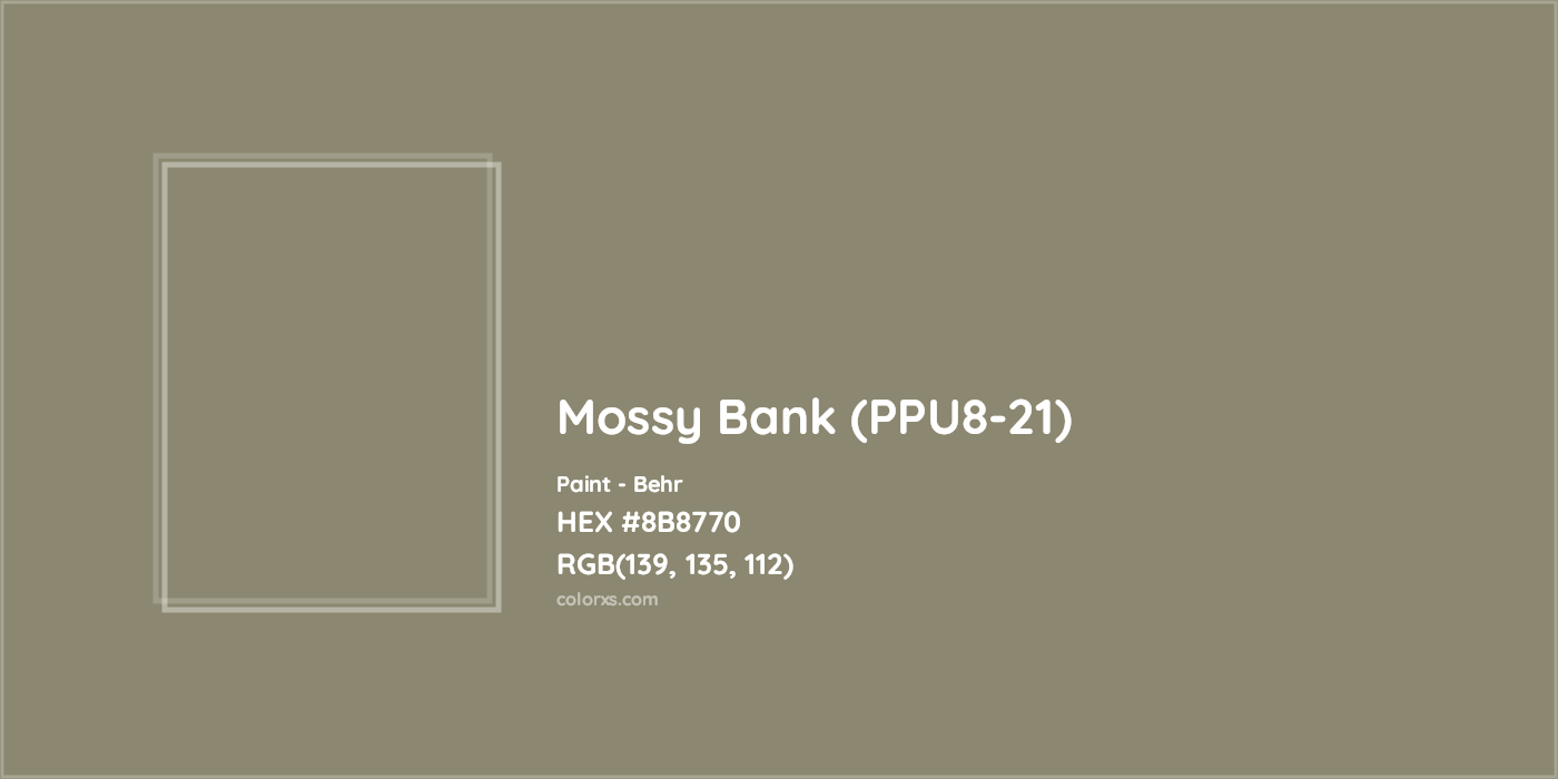 HEX #8B8770 Mossy Bank (PPU8-21) Paint Behr - Color Code