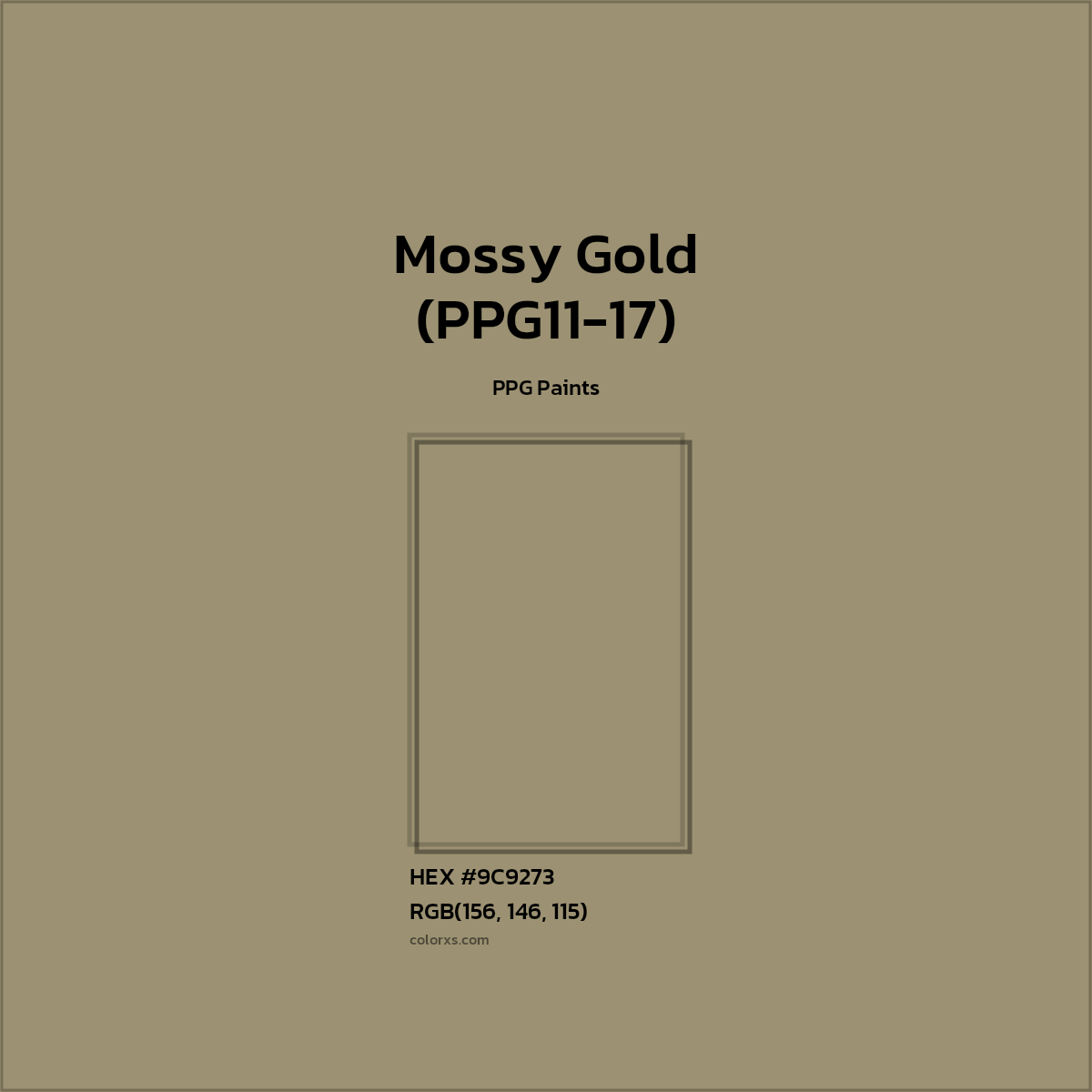 HEX #9C9273 Mossy Gold (PPG11-17) Paint PPG Paints - Color Code