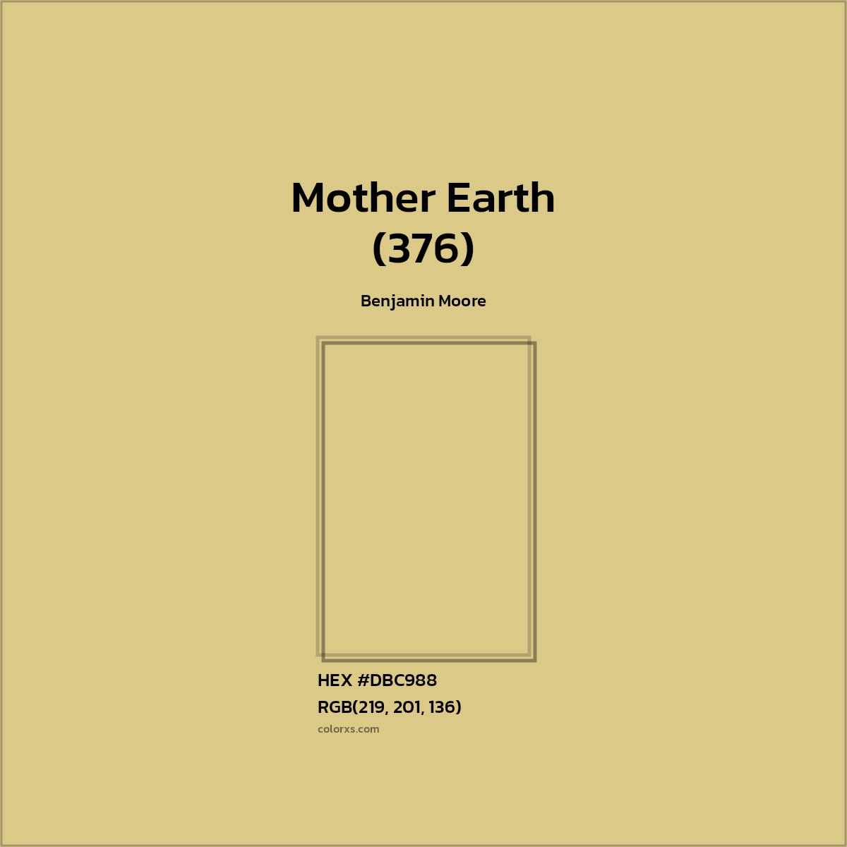 HEX #DBC988 Mother Earth (376) Paint Benjamin Moore - Color Code