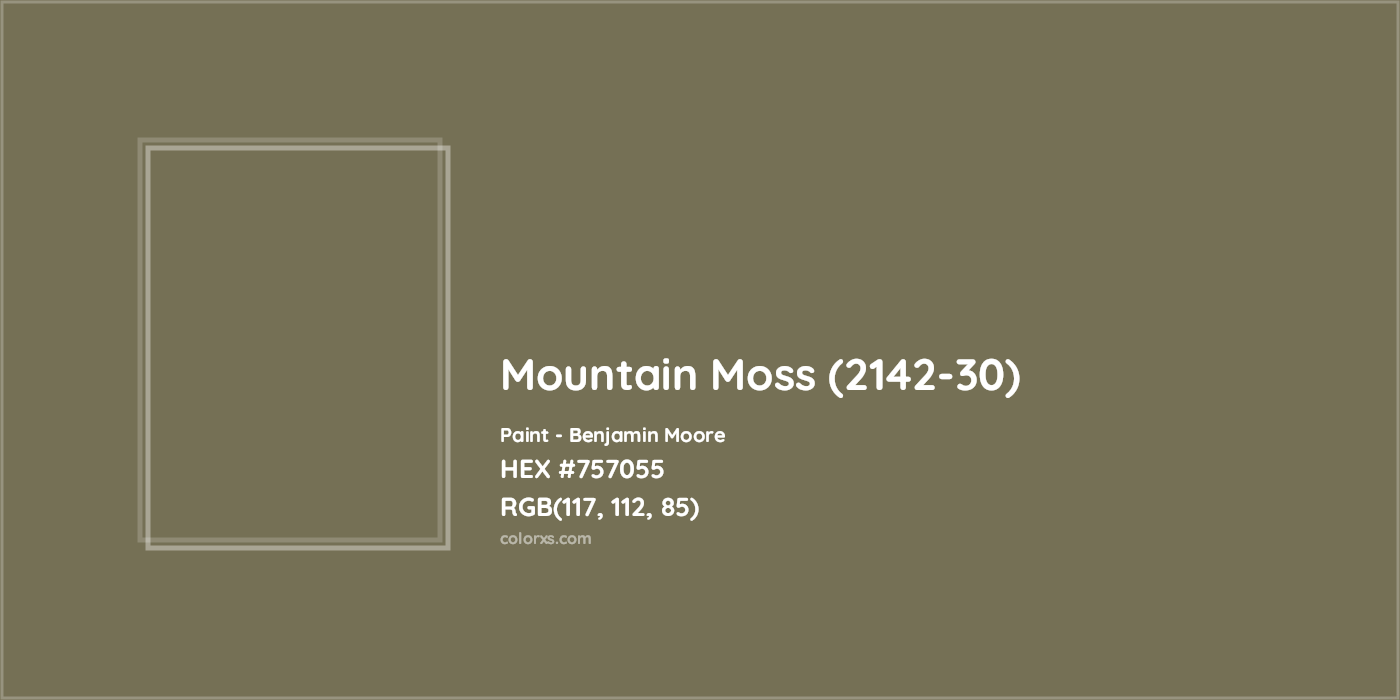 HEX #757055 Mountain Moss (2142-30) Paint Benjamin Moore - Color Code