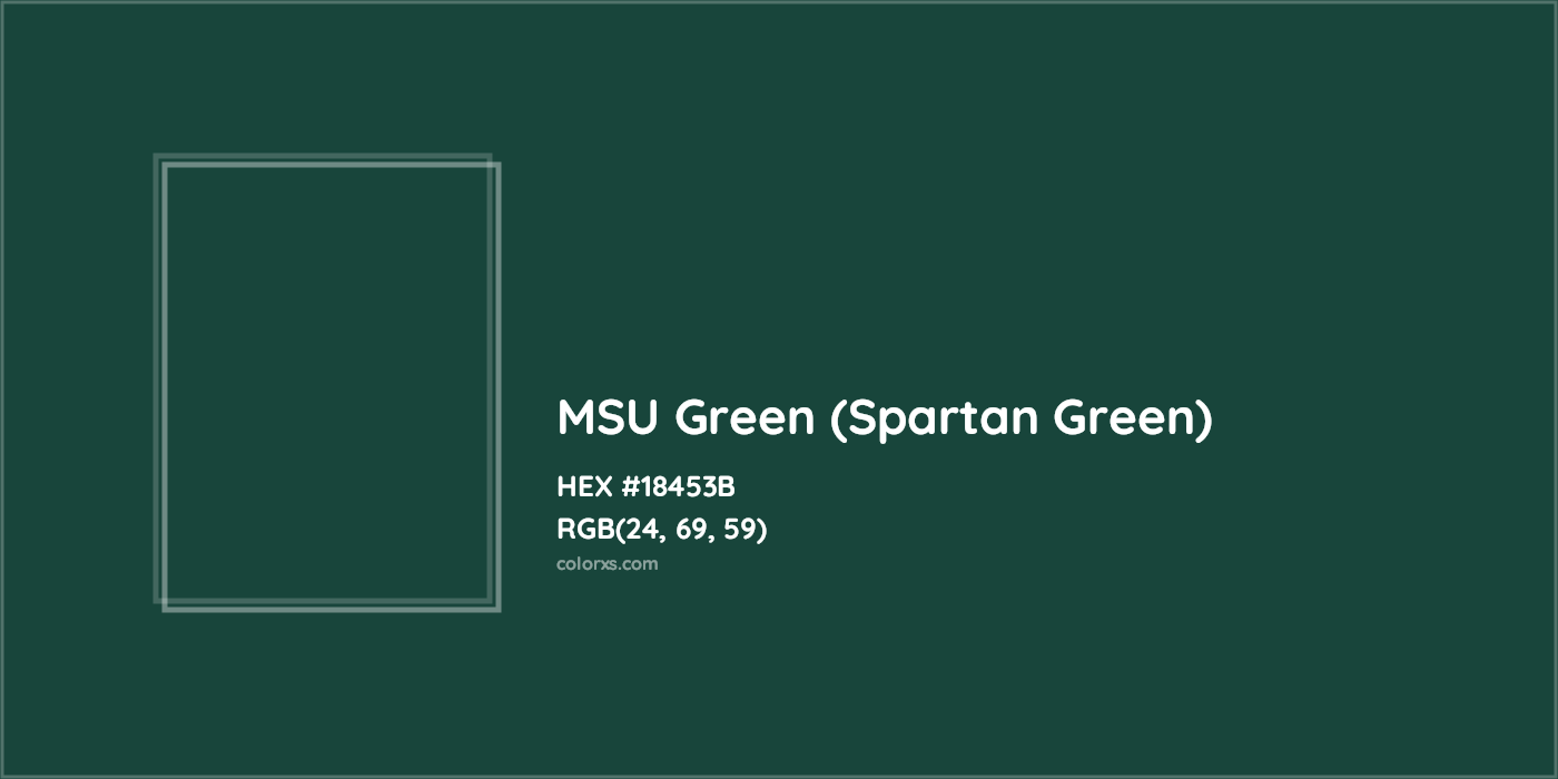 HEX #18453B MSU Green (Spartan Green) Other School - Color Code