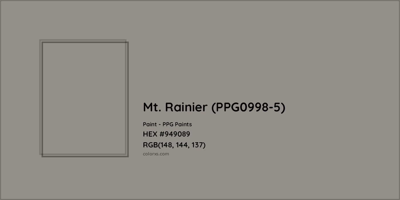 HEX #949089 Mt. Rainier (PPG0998-5) Paint PPG Paints - Color Code