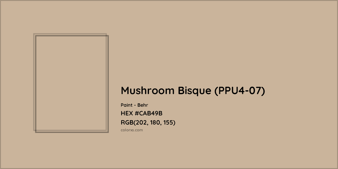 HEX #CAB49B Mushroom Bisque (PPU4-07) Paint Behr - Color Code