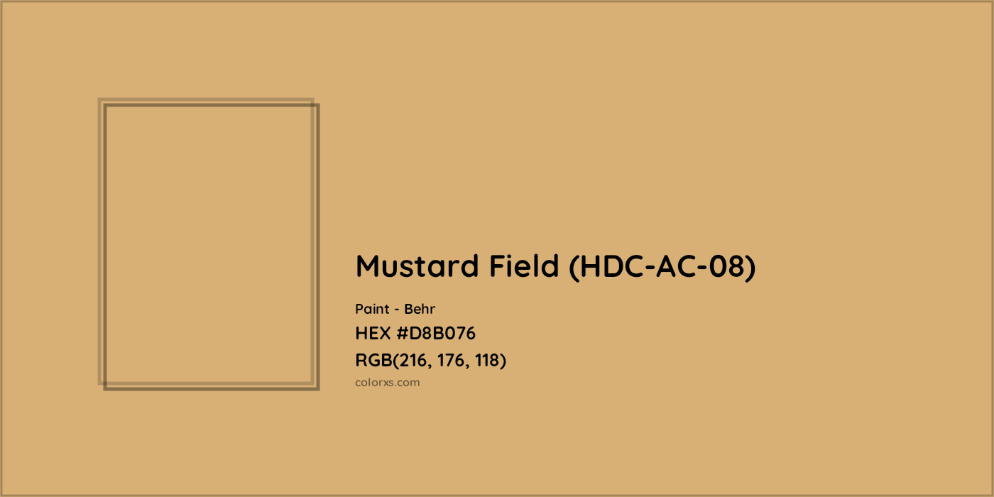 HEX #D8B076 Mustard Field (HDC-AC-08) Paint Behr - Color Code