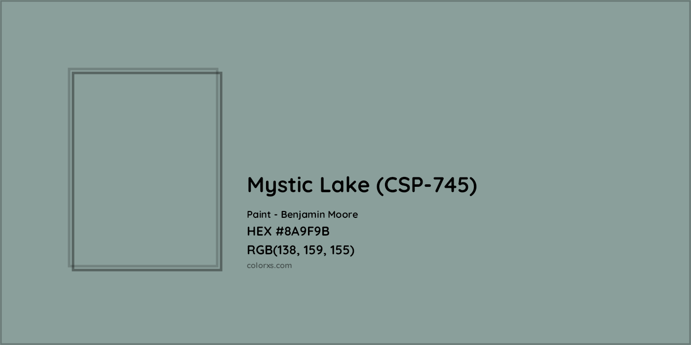 HEX #8A9F9B Mystic Lake (CSP-745) Paint Benjamin Moore - Color Code