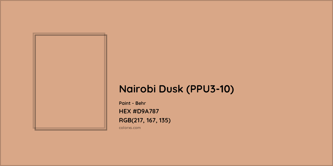 HEX #D9A787 Nairobi Dusk (PPU3-10) Paint Behr - Color Code