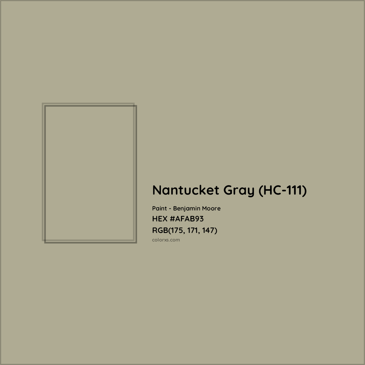 HEX #AFAB93 Nantucket Gray (HC-111) Paint Benjamin Moore - Color Code