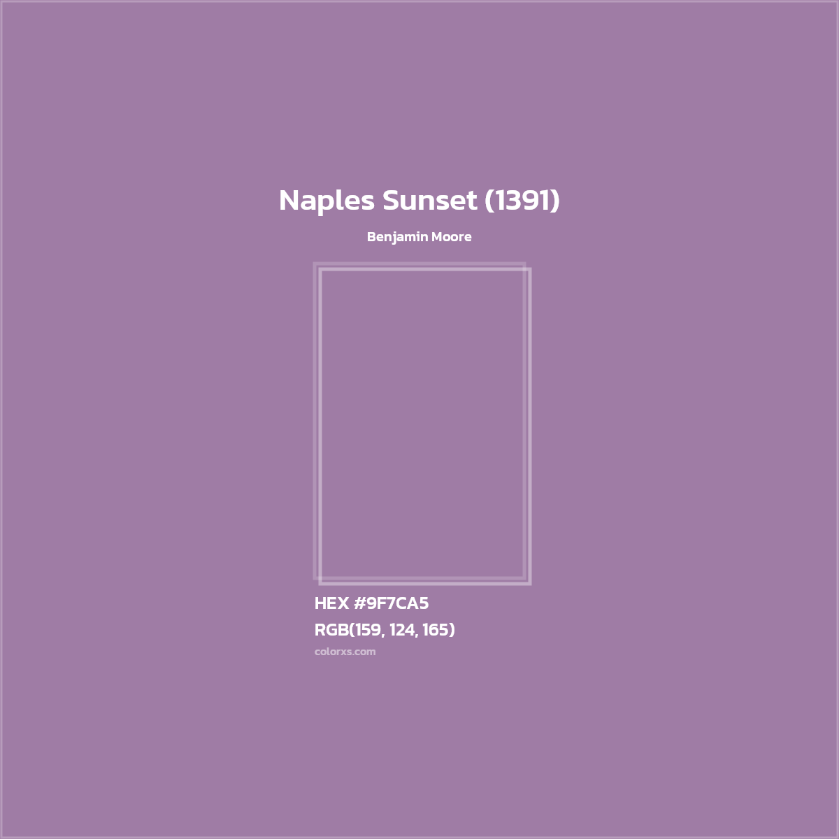 HEX #9F7CA5 Naples Sunset (1391) Paint Benjamin Moore - Color Code