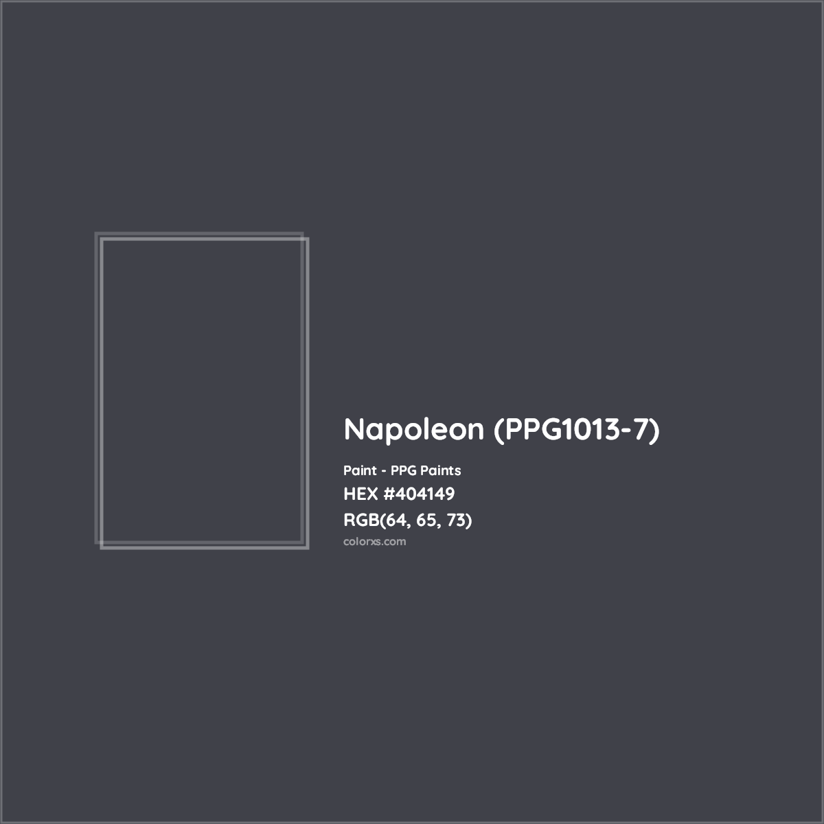 HEX #404149 Napoleon (PPG1013-7) Paint PPG Paints - Color Code