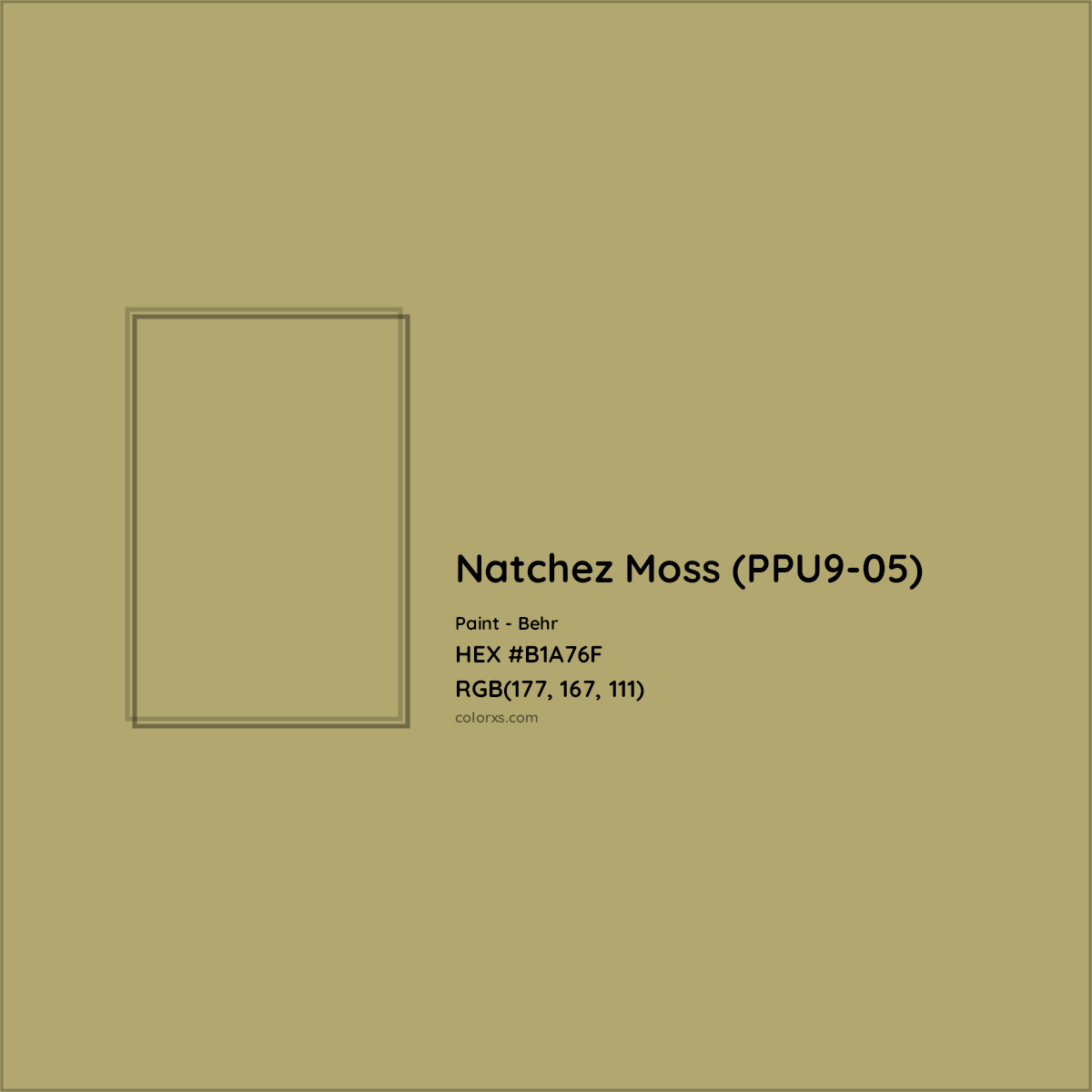 HEX #B1A76F Natchez Moss (PPU9-05) Paint Behr - Color Code