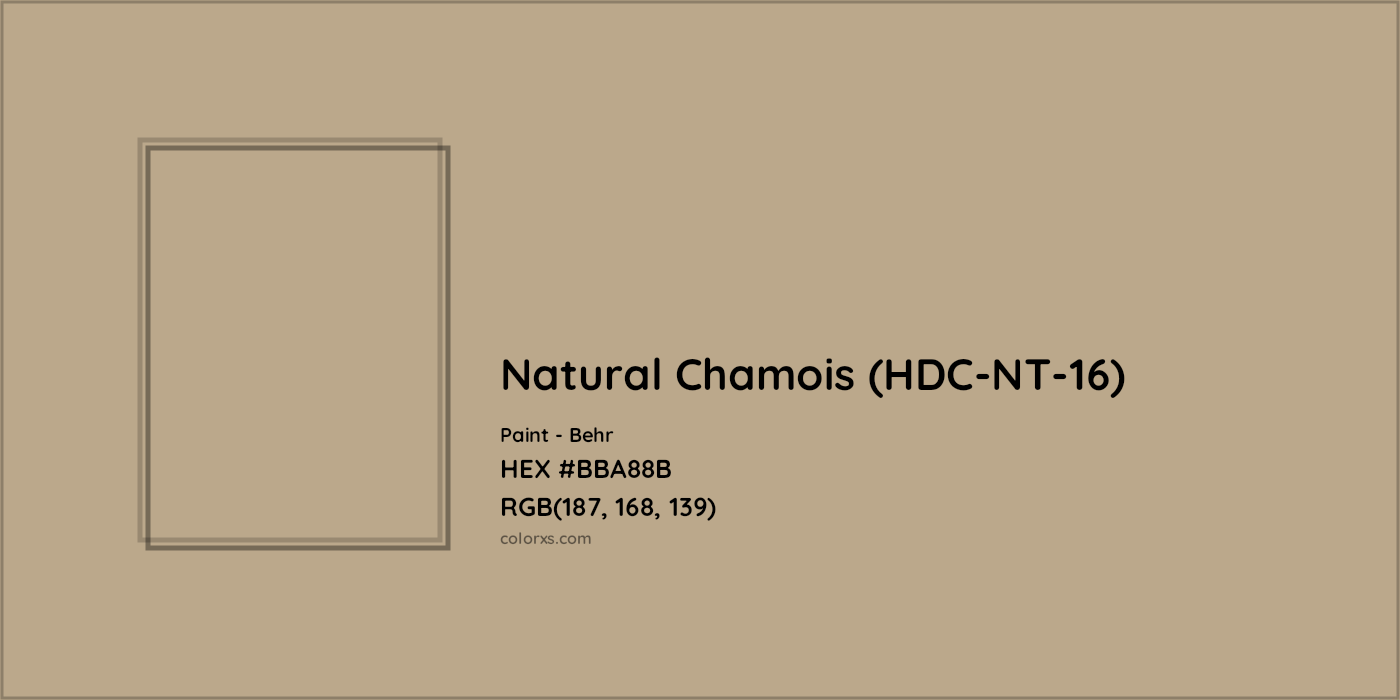 HEX #BBA88B Natural Chamois (HDC-NT-16) Paint Behr - Color Code
