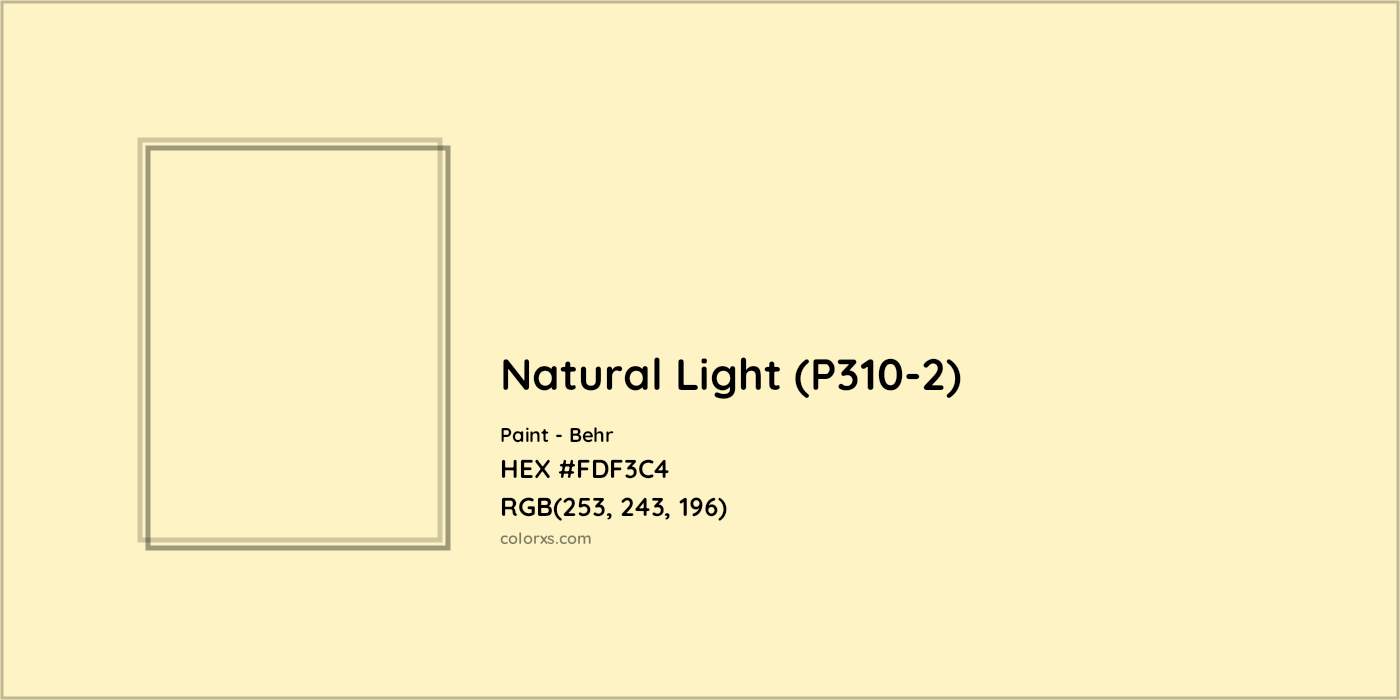 HEX #FDF3C4 Natural Light (P310-2) Paint Behr - Color Code
