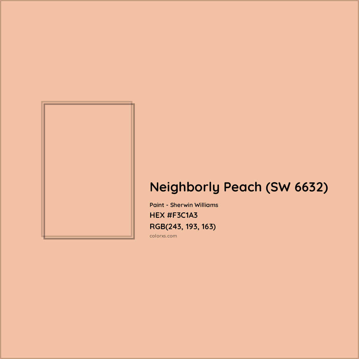 HEX #F3C1A3 Neighborly Peach (SW 6632) Paint Sherwin Williams - Color Code