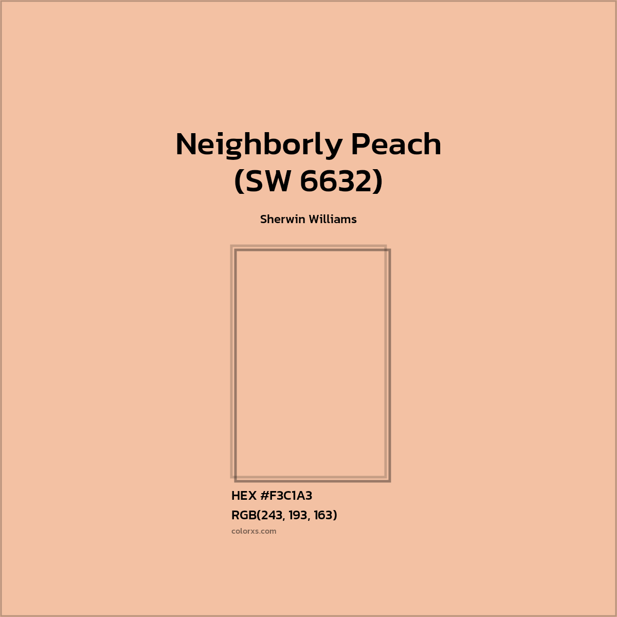 HEX #F3C1A3 Neighborly Peach (SW 6632) Paint Sherwin Williams - Color Code