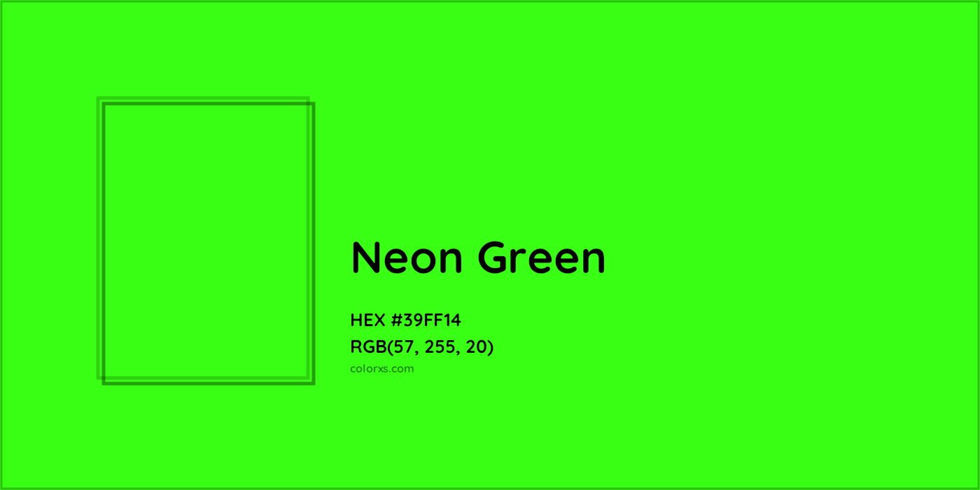 HEX #39FF14 Neon Green Color - Color Code